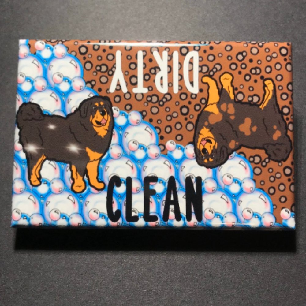 Tibetan Mastiff Dishwasher Magnet Clean Dirty Sign